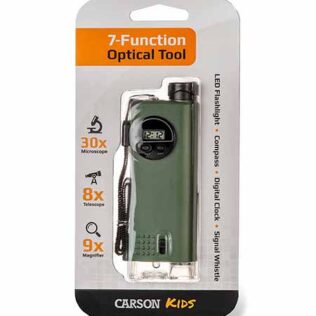 Multiusos de exploración infantil Carson CP-11 | Serie X-Scope™ 7 en 1 con microscopio 30x, catalejo 8x, lupa 9x y más funciones de exploración