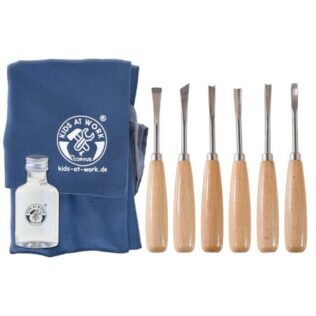 Set de 6 gubias para talla de madera – Kids at Work
