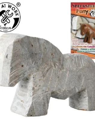 Piedra de jabón (esteatita) para esculpir – Figura Pony – Kids at Work