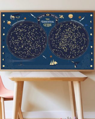 Gran póster de pegatinas “Mapa celeste” – Poppik