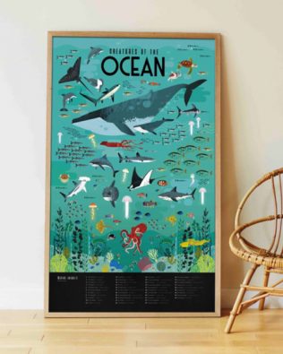 Gran póster de pegatinas «Animales marinos» – Poppik