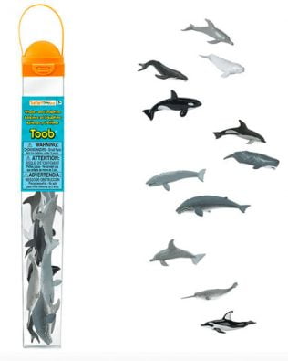 Tubo 11 miniaturas de ballenas y delfines. Safari