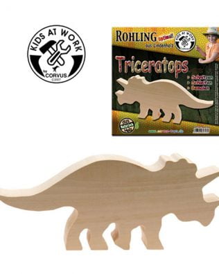 Figura de madera de tilo para tallar (triceratops) – Kids at Work