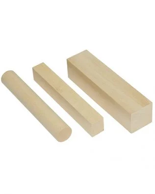 Madera de tilo para talla – 3 piezas (1 cilindro y 2 listones) – Kids at work