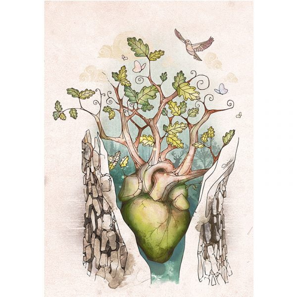 página interior del album ilustrado "cuentos con corazón y mucha naturaleza" de María Mayorga