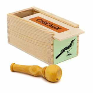 Reclamo para aves artesano en madera lavandera boyera blanca