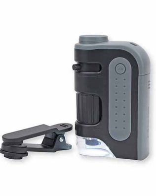 Microscopio de bolsillo 60-120x con clip para Smartphone – MICROBRITE Pro LED – Carson®