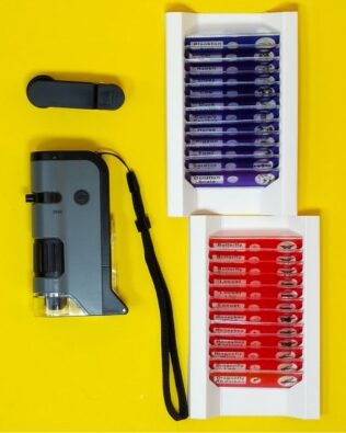 Kit Microscopio de Bolsillo 100-250x con Pinza y 24 Muestras – Carson