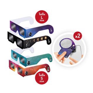 Kit familiar gafas eclipse solar de Buki con 4 gafas certificadas