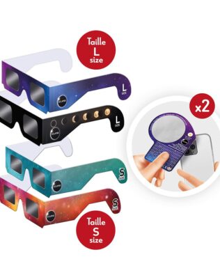Kit familiar gafas eclipse solar de Buki con 4 gafas certificadas