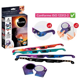 Kit familiar gafas eclipse solar de Buki con 4 gafas certificadas