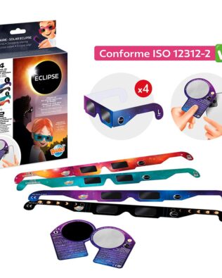 Kit familiar gafas eclipse solar de Buki con 4 gafas certificadas