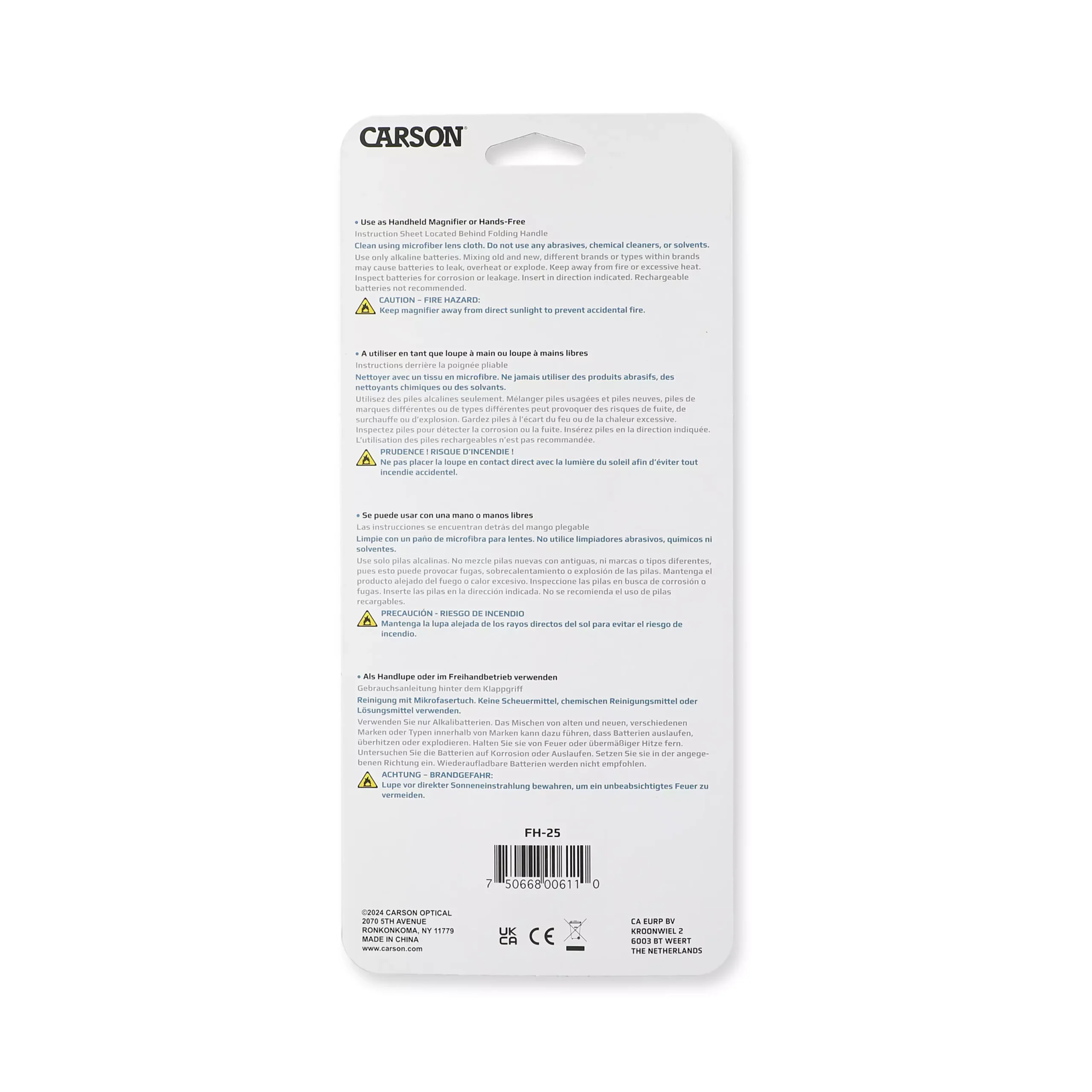 Lupa de mano y manos libres Carson FH-25 | Serie FreeHand™ 2,5x + Spot 5,5x | Lente de 89mm iluminada LED y con soporte para manos libres - Imagen 6