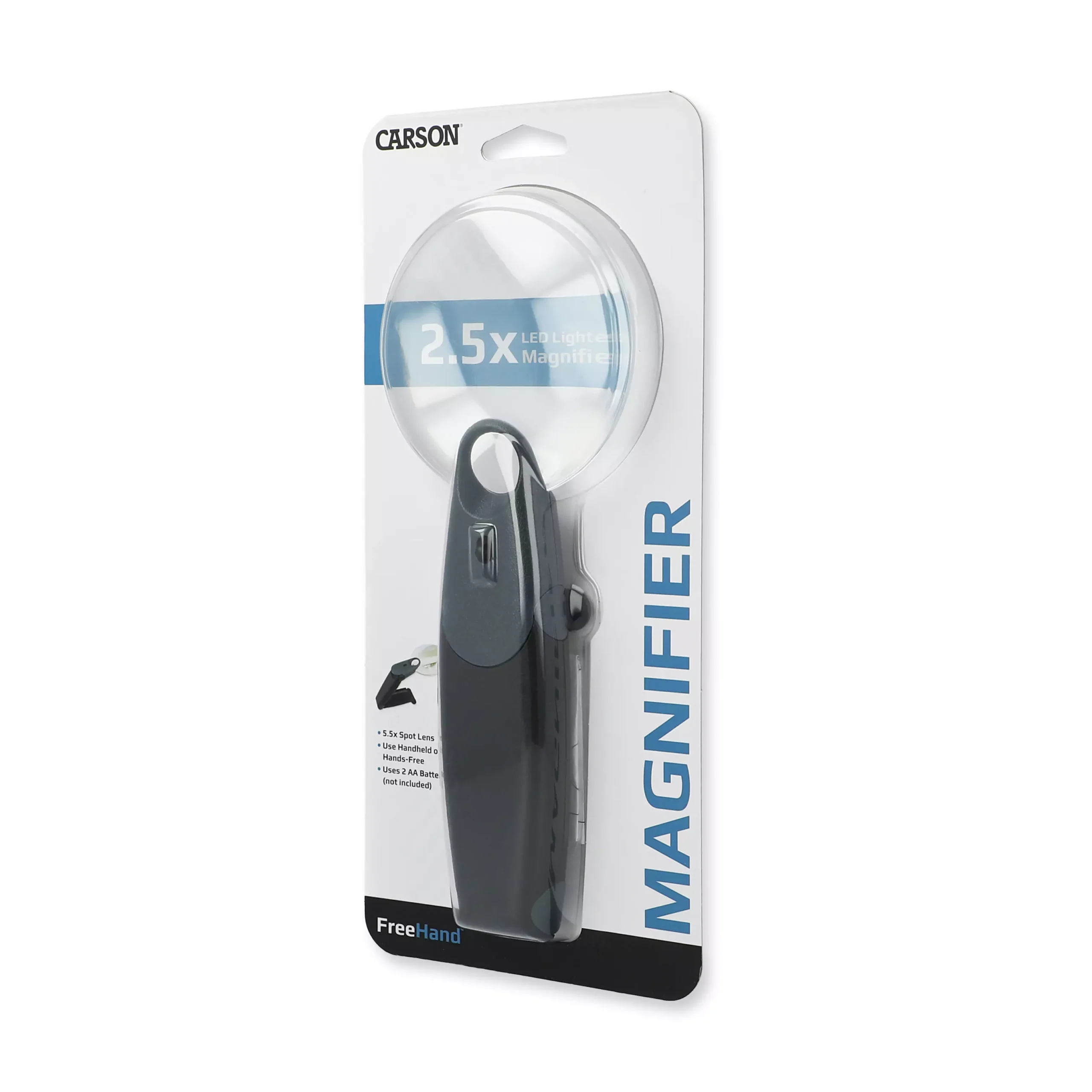 Lupa de mano y manos libres Carson FH-25 | Serie FreeHand™ 2,5x + Spot 5,5x | Lente de 89mm iluminada LED y con soporte para manos libres - Imagen 7