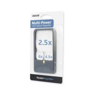 Lupa portátil con LED Carson PM-33 | Serie PocketMagnifier 2.5x/4.5x/6x con triple lente de 50 mm x 50 mm