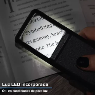 Lupa portátil deslizante con LED Carson PO-55 | Serie MiniBrite 5x con funda protectora y lente asférica de 35 mm x 40 mm