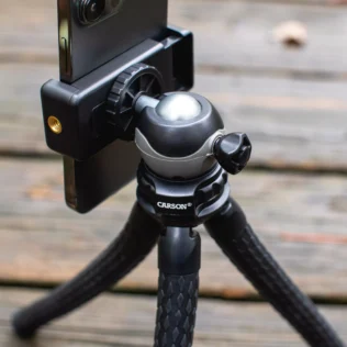 Trípode de viaje Carson TR-050 | BoaPod™ con patas flexibles, adaptador para smartphone y botón de disparo remoto inalámbrico
